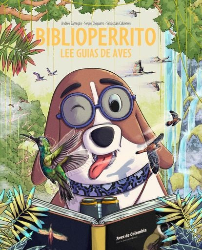 Biblioperrito lee guías de aves | Sergio Chaparro Herrero
